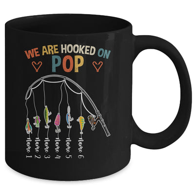 Personalized We Are Hooked On Pop Fishing Custom Grandkids Name Fathers Day For Men Birthday Christmas Mug | siriusteestore