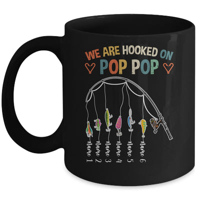 Personalized We Are Hooked On Pop Pop Fishing Custom Grandkids Name Fathers Day For Men Birthday Christmas Mug | siriusteestore