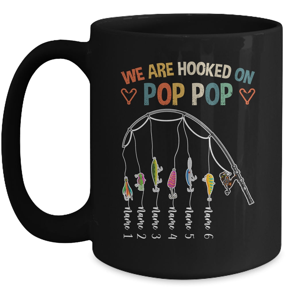 Personalized We Are Hooked On Pop Pop Fishing Custom Grandkids Name Fathers Day For Men Birthday Christmas Mug | siriusteestore