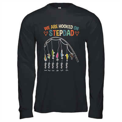 Personalized We Are Hooked On Stepdad Fishing Custom Kids Name Fathers Day For Men Birthday Christmas Shirt & Hoodie | siriusteestore