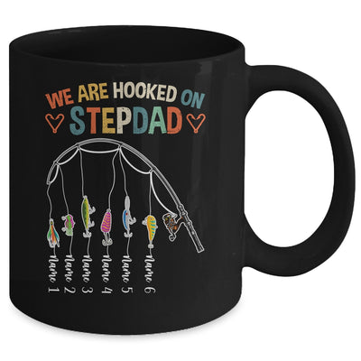 Personalized We Are Hooked On Stepdad Fishing Custom Kids Name Fathers Day For Men Birthday Christmas Mug | siriusteestore