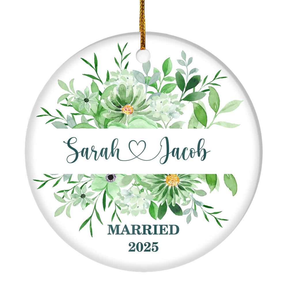 Personalized Wedding Ornament First Christmas Wedding Newlywed Couple First Married Custom Name Decoration (22) Customized Christmas Tree Ornament | siriusteestore