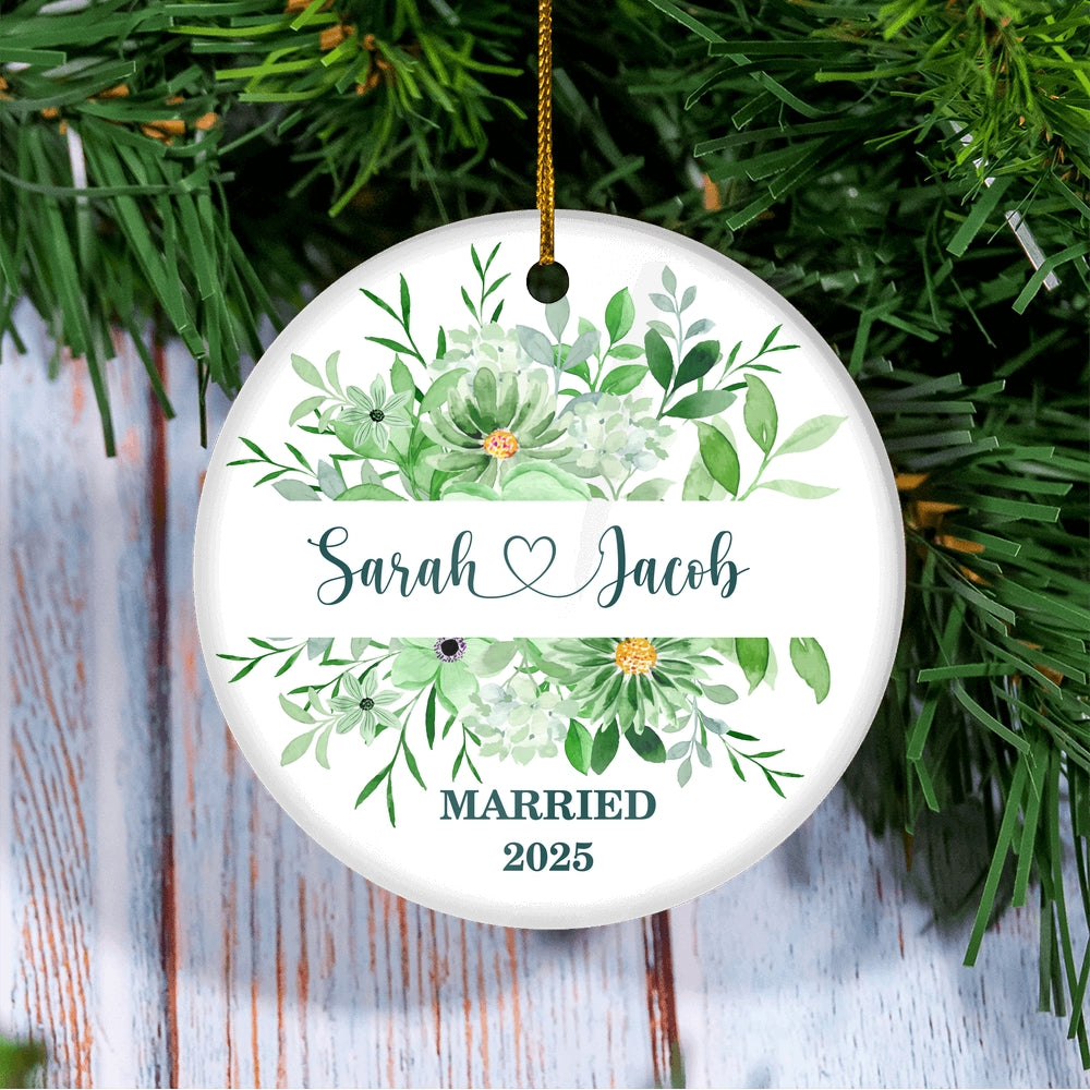 Personalized Wedding Ornament First Christmas Wedding Newlywed Couple First Married Custom Name Decoration (22) Customized Christmas Tree Ornament | siriusteestore