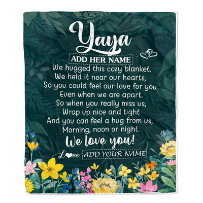 Personalized Yaya Blanket From Kids Floral Green We Love You Yaya Birthday Gifts Mothers Day Christmas Thanksgiving Customized Fleece Throw Blanket | siriusteestore