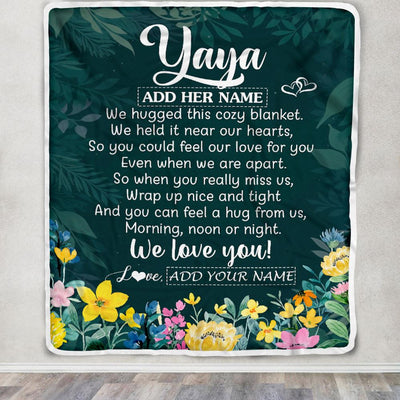 Personalized Yaya Blanket From Kids Floral Green We Love You Yaya Birthday Gifts Mothers Day Christmas Thanksgiving Customized Fleece Throw Blanket | siriusteestore