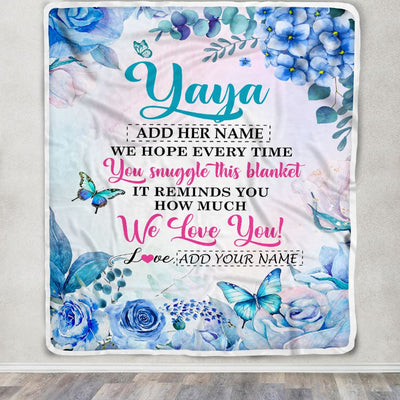 Personalized Yaya Blanket From Kids Floral Print We Love You Yaya Birthday Gifts Mothers Day Christmas Thanksgiving Customized Fleece Throw Blanket | siriusteestore