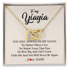 Interlocking Hearts Necklace 18K Yellow Gold Finish | Personalized Yiayia Necklace From Grandkids Granddaughter Grandson You Will Always Be My Yiayia Birthday Mothers Day Christmas Customized Gift Box Message Card | siriusteestore