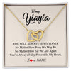 Interlocking Hearts Necklace 18K Yellow Gold Finish | Personalized Yiayia Necklace From Grandkids Granddaughter Grandson You're Always In My Heart Yiayia Birthday Mothers Day Customized Gift Box Message Card | siriusteestore