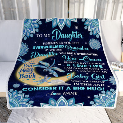 Personalized to My Daughter Blanket from Mom Dad Dragonfly Whenever You Feel Overwhelmed Remember Whose Daughter You are Birthday Christmas Fleece Blanket | siriusteestore