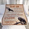 Personalized to My Son From Mom Dad Good Things Come to Those Who Believe Eagle Son for Birthday Thanksgiving Christmas Customized Fleece Blanket | siriusteestore