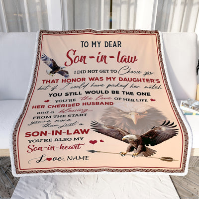 Personalized to My Son in Law Blanket from Mother in Law I Did Not Get to Choose You That Honor Eagle Son In Low Birthday Christmas Customized Fleece Blanket | siriusteestore