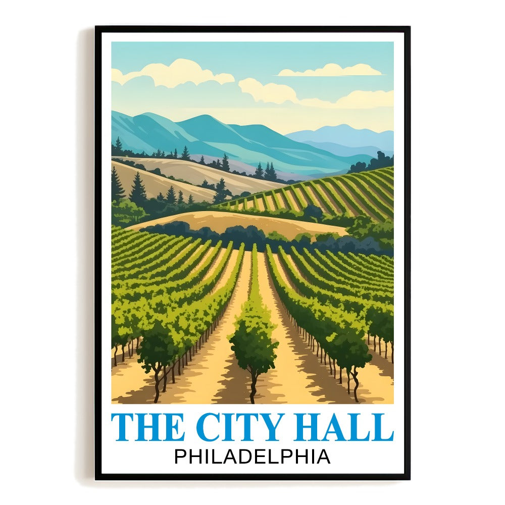 Philadelphia City Hall Vintage Travel Poster Architecture Watercolor Art Print Sunset Landscape Wall Decor For History Lovers Home Office Living Room Bedroom Unframed | siriusteestore