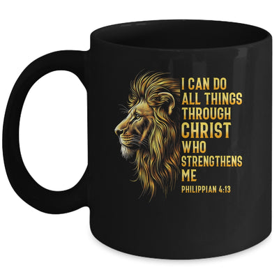 Philippians 4:13 Religious Lion Strengthens Christian Men Mug | siriusteestore