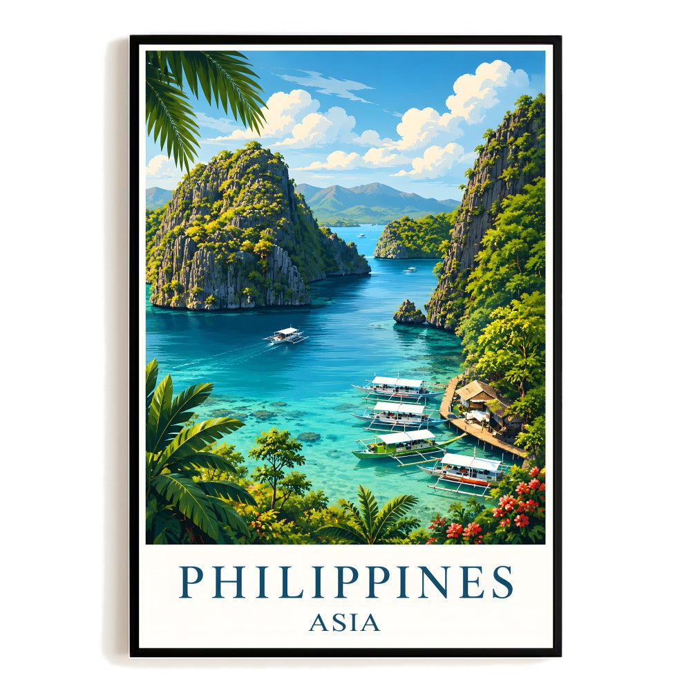 Philippines Busuanga Island Palawan Travel Poster Vintage Landscape Print Wall Art Decor For Home Living Room Office Bedroom Souvenir Unframed | siriusteestore