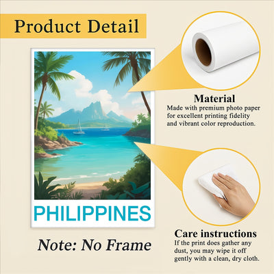 Philippines Landscape Poster Tropical Ideal Travel Souvenir For Adventurers Wall Art Landscape Print Painting For Home Decor Living Room Office Bedroom Decor Unframed | siriusteestore