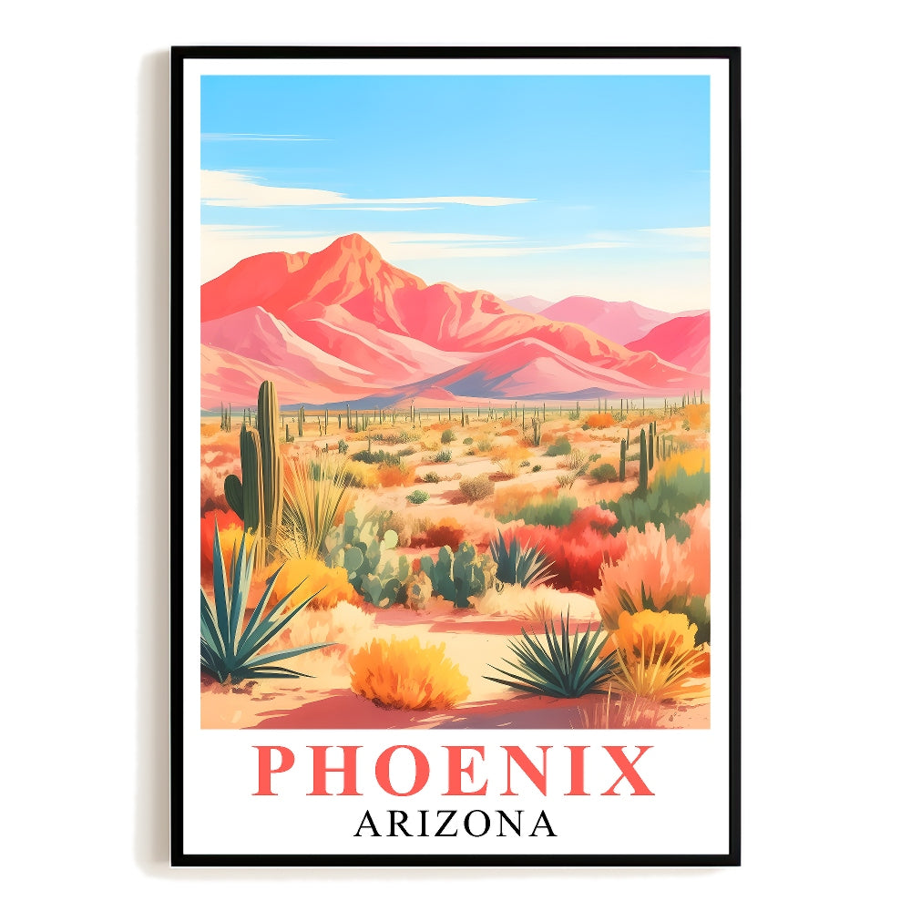 Phoenix Print Travel Poster Nature Arizona Cactus Mountain Scenery Souvenir Wall Art Landscape Picture For Home Room Living Room Bedroom Aesthetic Decor Unframed | siriusteestore