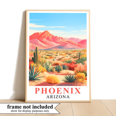 Phoenix Print Travel Poster Nature Arizona Cactus Mountain Scenery Souvenir Wall Art Landscape Picture For Home Room Living Room Bedroom Aesthetic Decor Unframed | siriusteestore