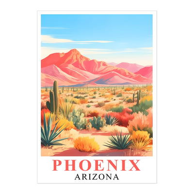 Phoenix Print Travel Poster Nature Arizona Cactus Mountain Scenery Souvenir Wall Art Landscape Picture For Home Room Living Room Bedroom Aesthetic Decor Unframed | siriusteestore