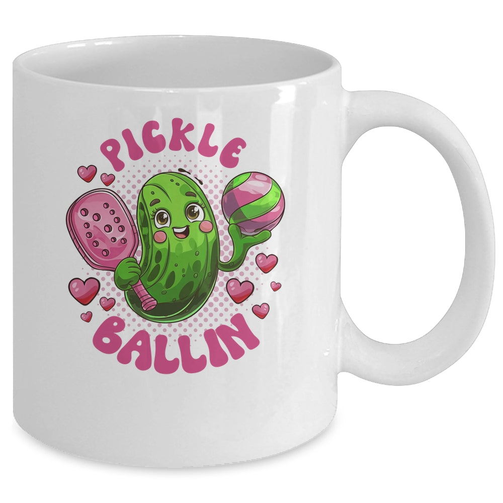 Pickle Ballin Cute Pickleball Women Girls Pickleball Lovers Mug | siriusteestore