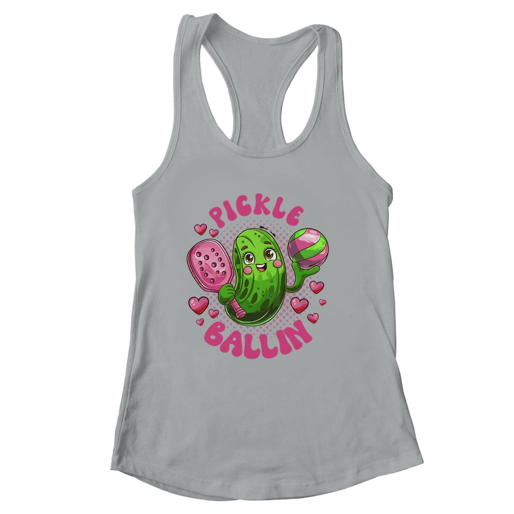 Pickle Ballin Cute Pickleball Women Girls Pickleball Lovers Shirt & Tank Top | siriusteestore
