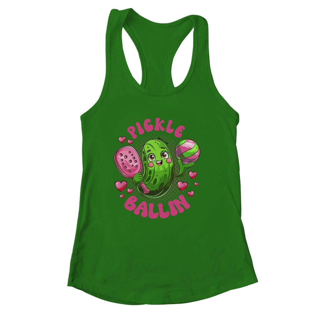 Pickle Ballin Cute Pickleball Women Girls Pickleball Lovers Shirt & Tank Top | siriusteestore