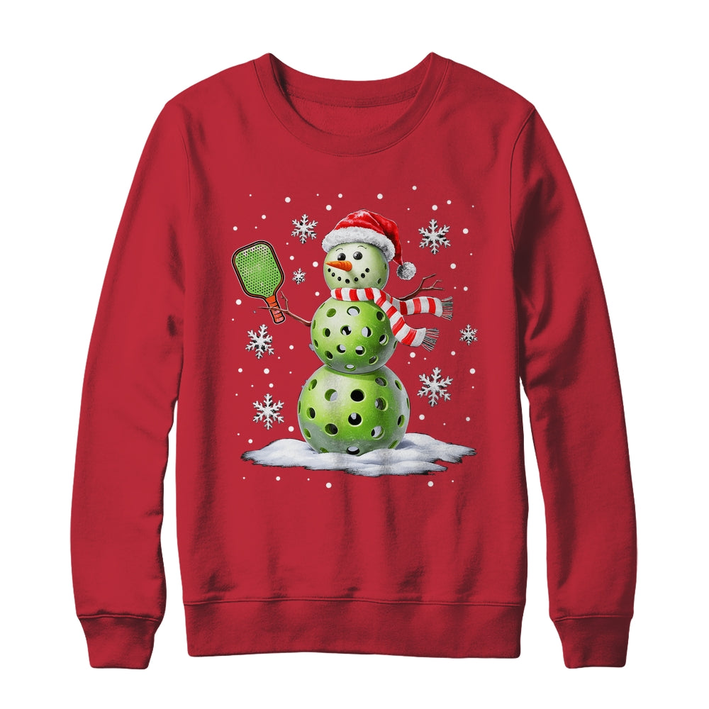 Pickleball Snowman Player Santa Hat Christmas Funny Xmas Shirt & Sweatshirt | siriusteestore