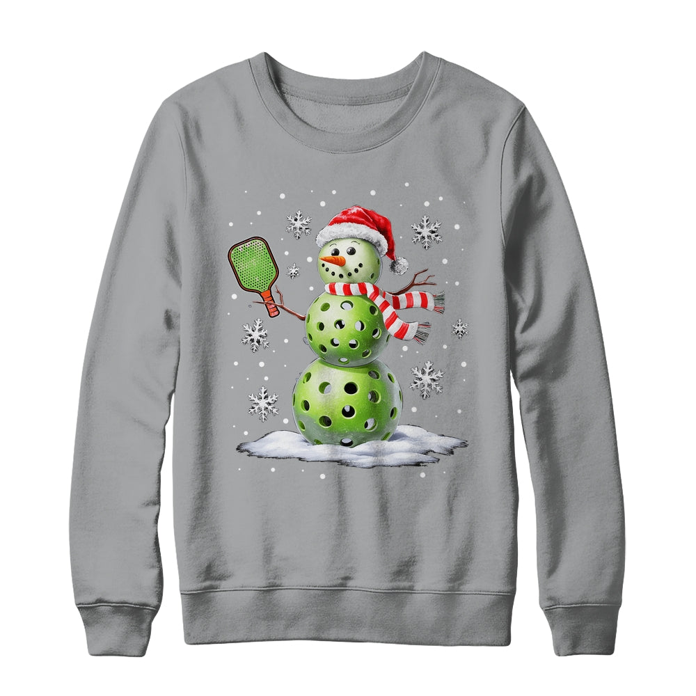 Pickleball Snowman Player Santa Hat Christmas Funny Xmas Shirt & Sweatshirt | siriusteestore