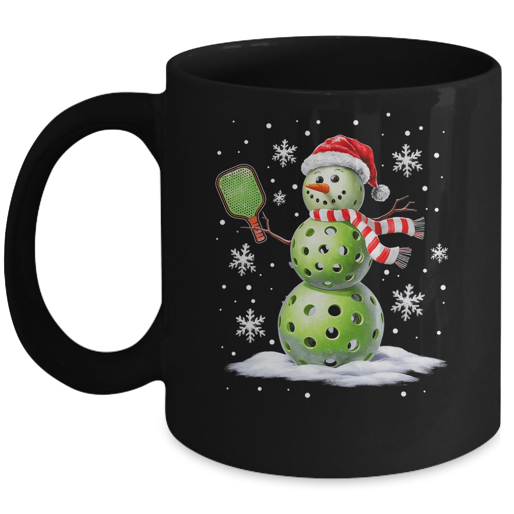 Pickleball Snowman Player Santa Hat Christmas Funny Xmas Mug | siriusteestore