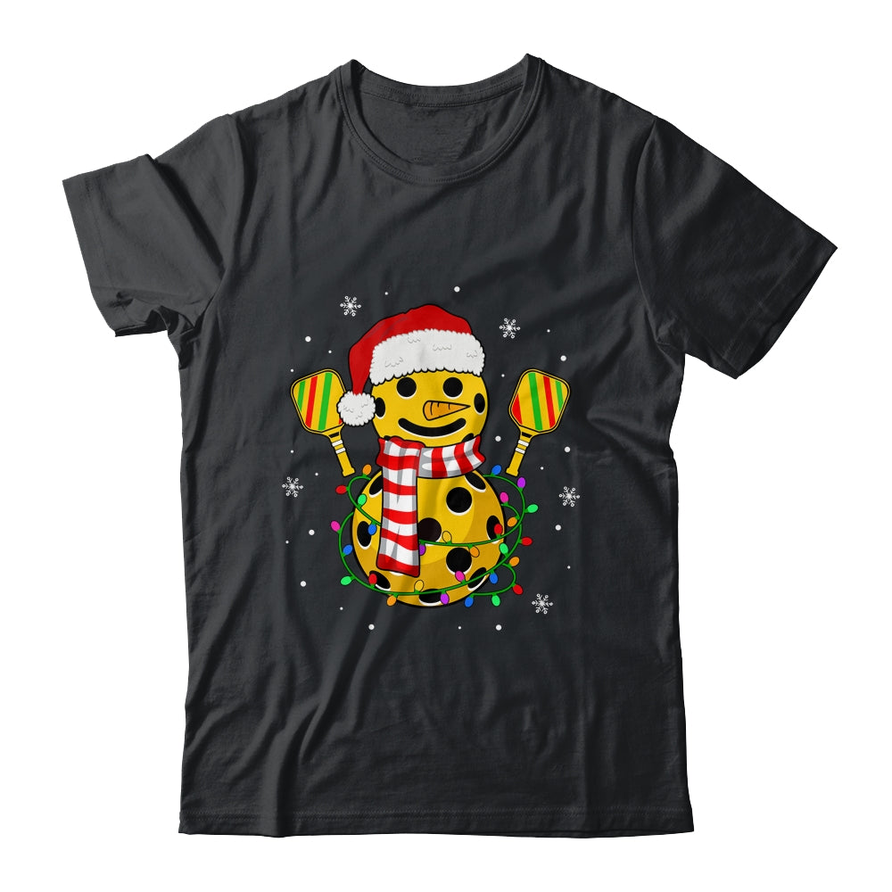 Pickleball Snowman Santa Hat Lights Christmas Pickleball Shirt & Sweatshirt | siriusteestore