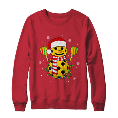 Pickleball Snowman Santa Hat Lights Christmas Pickleball Shirt & Sweatshirt | siriusteestore