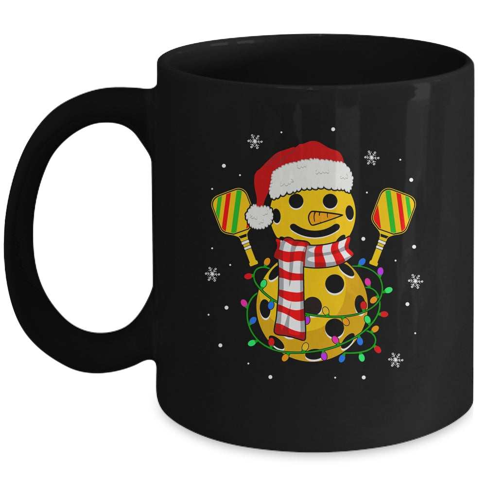Pickleball Snowman Santa Hat Lights Christmas Pickleball Mug | siriusteestore
