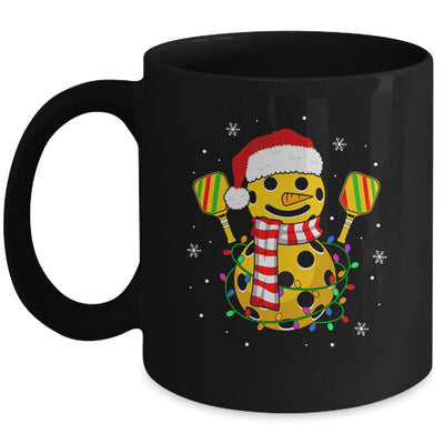 Pickleball Snowman Santa Hat Lights Christmas Pickleball Mug | siriusteestore