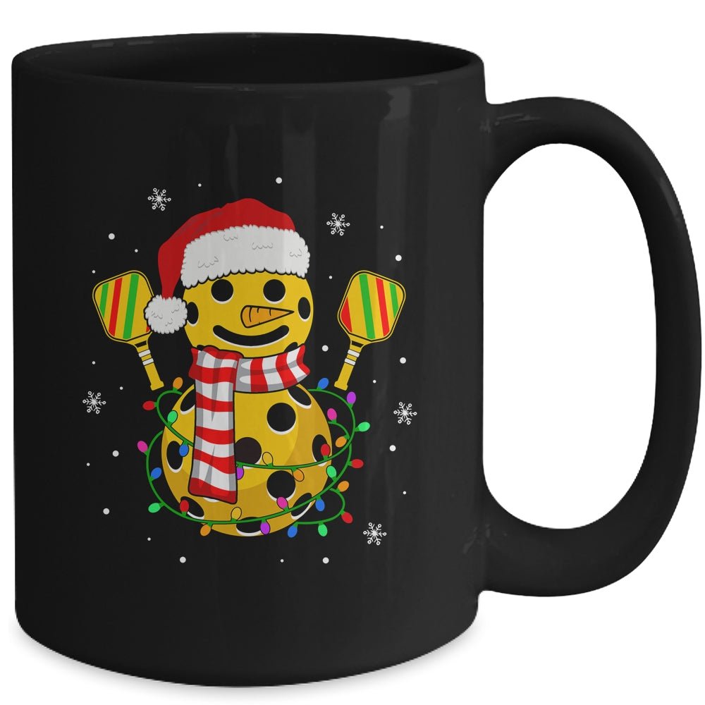 Pickleball Snowman Santa Hat Lights Christmas Pickleball Mug | siriusteestore