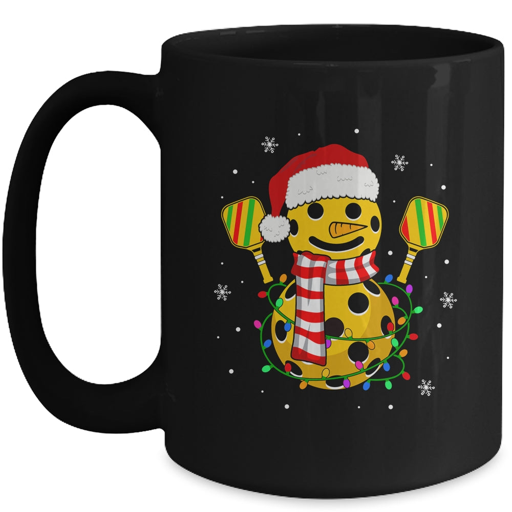 Pickleball Snowman Santa Hat Lights Christmas Pickleball Mug | siriusteestore
