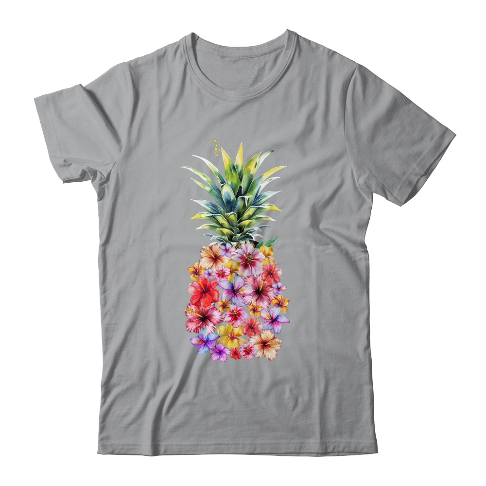 Pineapple Flowers Women Aloha Hawaii Vintage Hawaiian Floral Shirt & Tank Top | siriusteestore