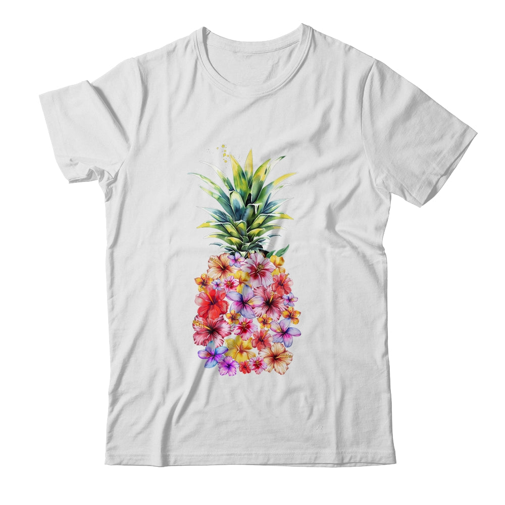 Pineapple Flowers Women Aloha Hawaii Vintage Hawaiian Floral Shirt & Tank Top | siriusteestore
