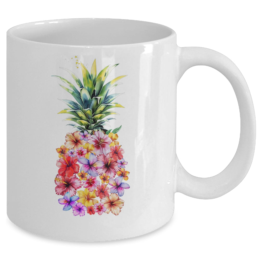 Pineapple Flowers Women Aloha Hawaii Vintage Hawaiian Floral Mug | siriusteestore