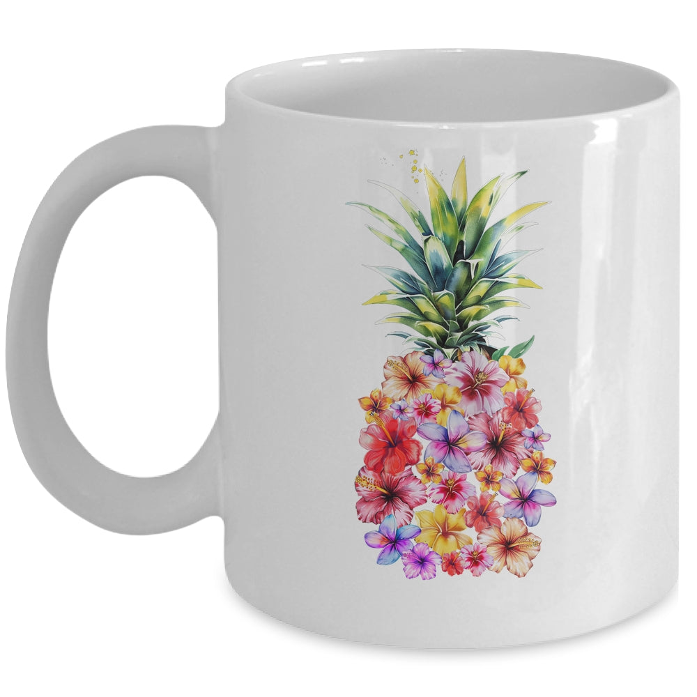 Pineapple Flowers Women Aloha Hawaii Vintage Hawaiian Floral Mug | siriusteestore