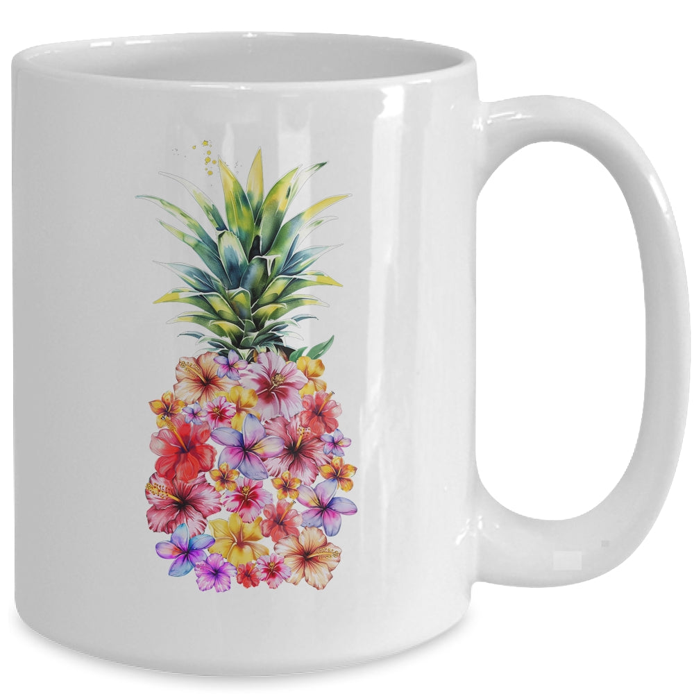 Pineapple Flowers Women Aloha Hawaii Vintage Hawaiian Floral Mug | siriusteestore