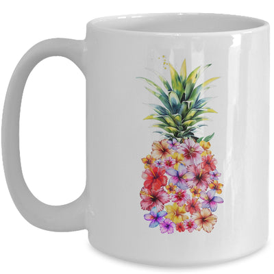 Pineapple Flowers Women Aloha Hawaii Vintage Hawaiian Floral Mug | siriusteestore