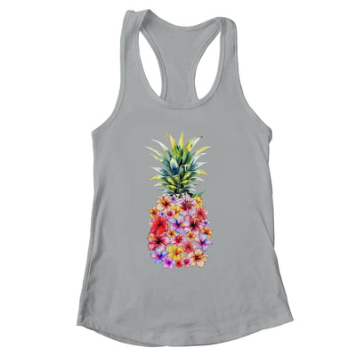 Pineapple Flowers Women Aloha Hawaii Vintage Hawaiian Floral Shirt & Tank Top | siriusteestore
