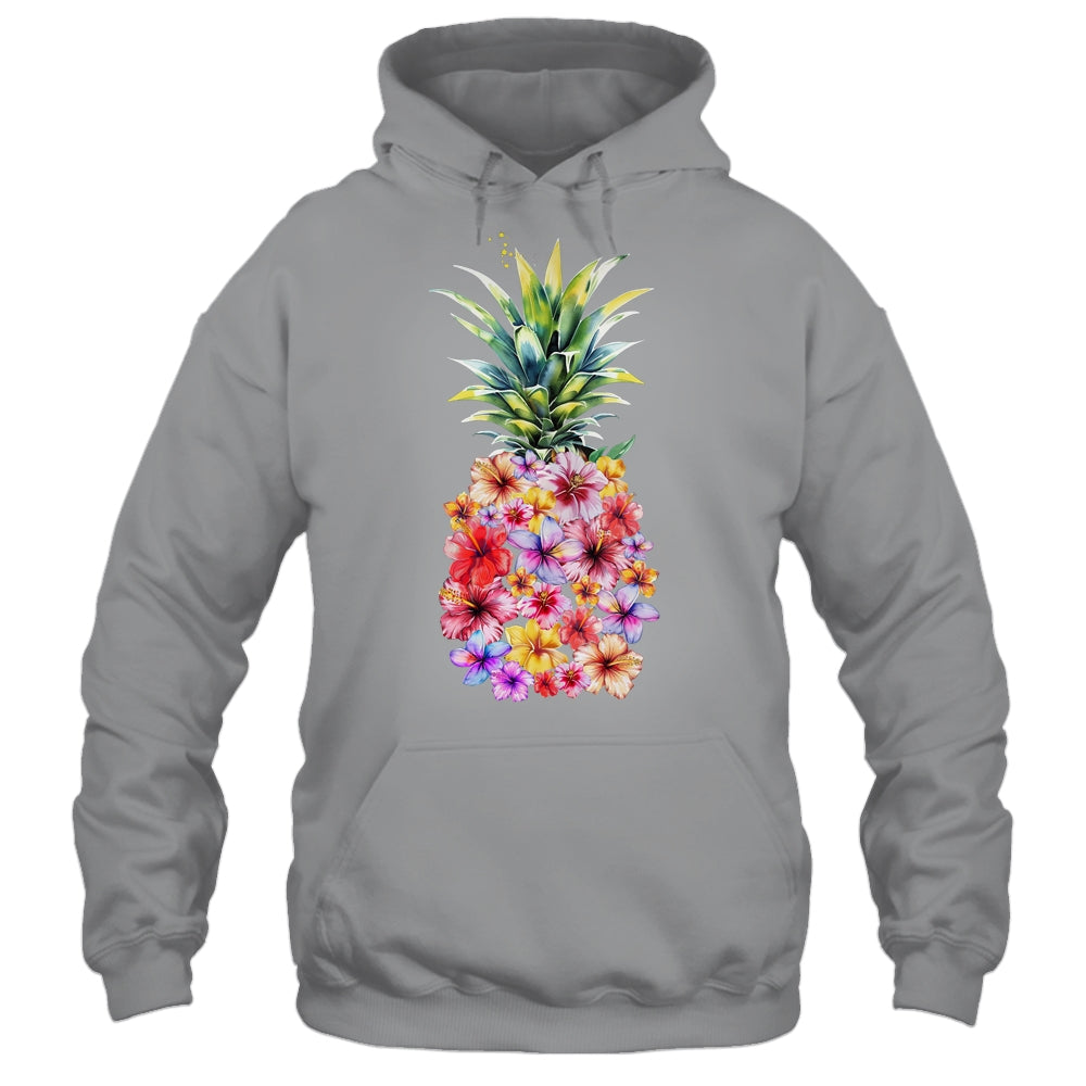 Pineapple Flowers Women Aloha Hawaii Vintage Hawaiian Floral Shirt & Tank Top | siriusteestore