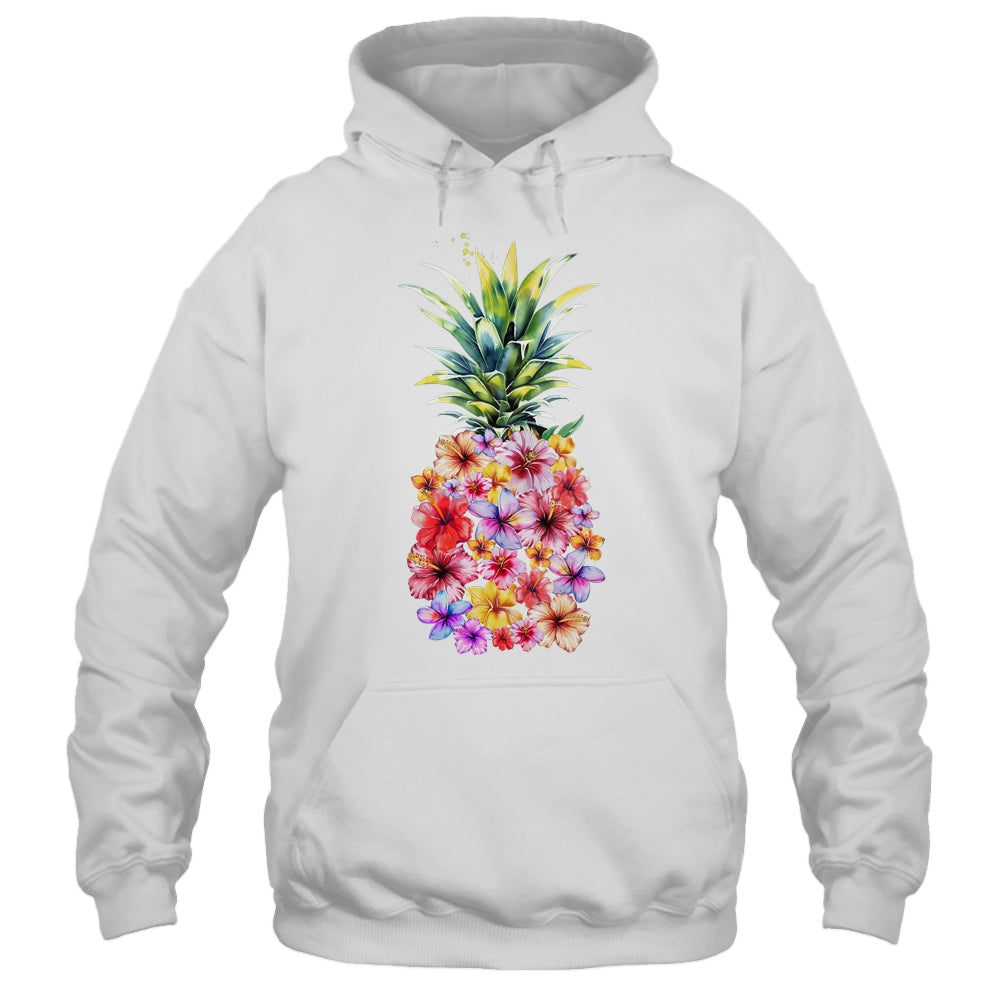 Pineapple Flowers Women Aloha Hawaii Vintage Hawaiian Floral Shirt & Tank Top | siriusteestore