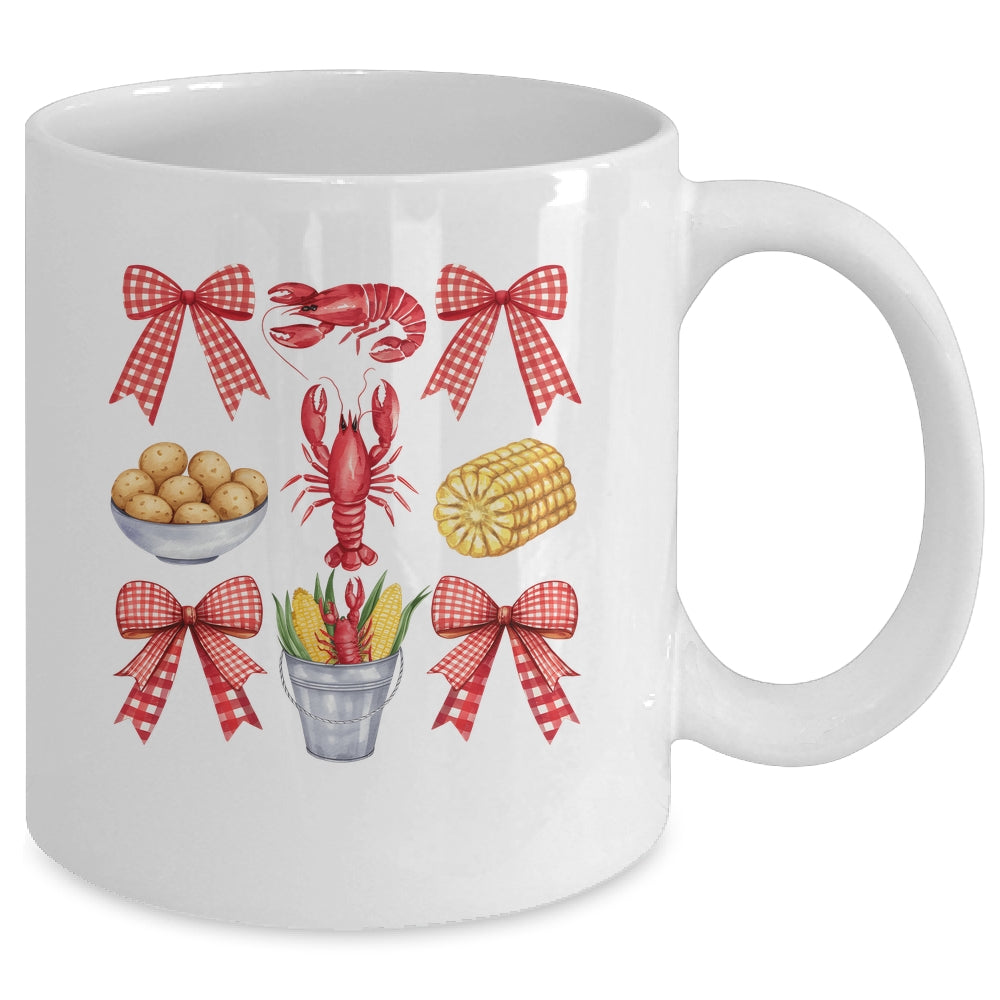 Pink Bow Cute Coquette Crawfish Boil Season Girl Aesthetic Mug | siriusteestore