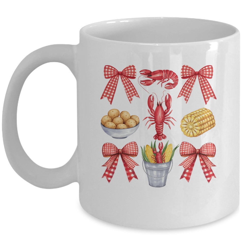Pink Bow Cute Coquette Crawfish Boil Season Girl Aesthetic Mug | siriusteestore