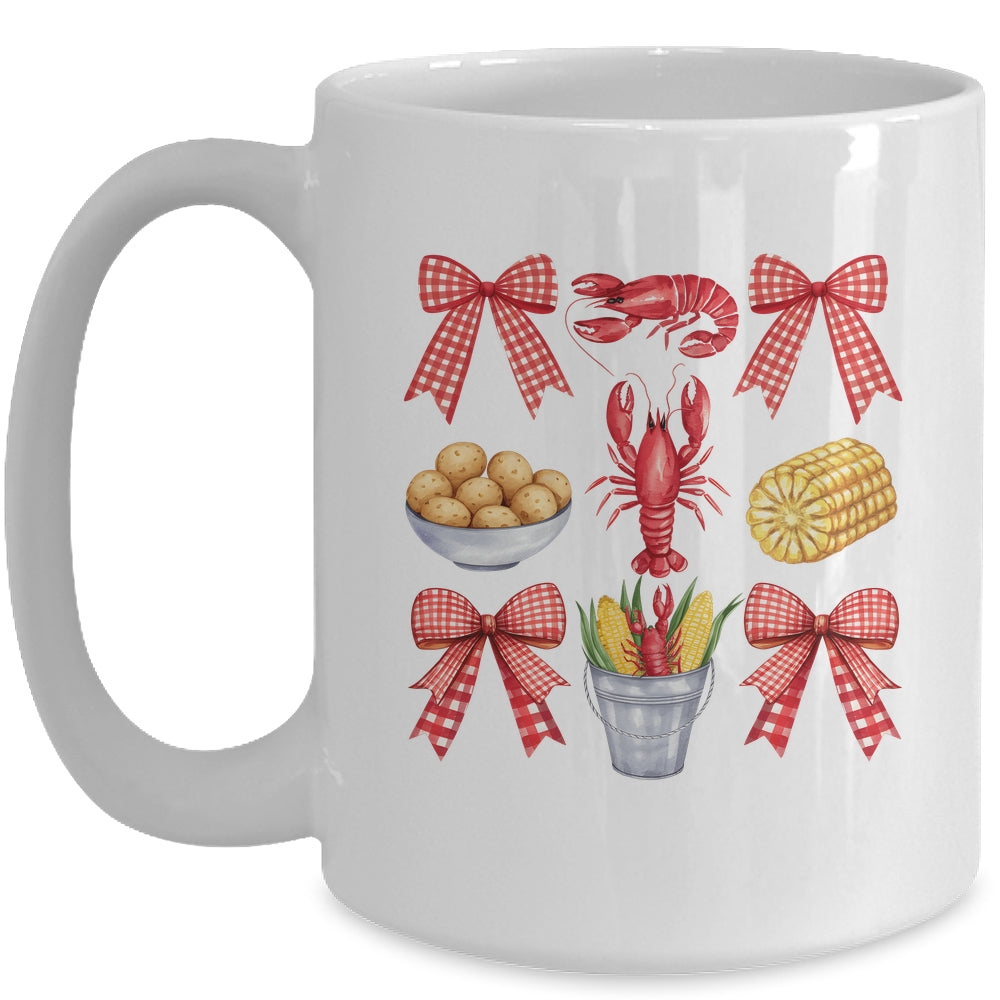 Pink Bow Cute Coquette Crawfish Boil Season Girl Aesthetic Mug | siriusteestore
