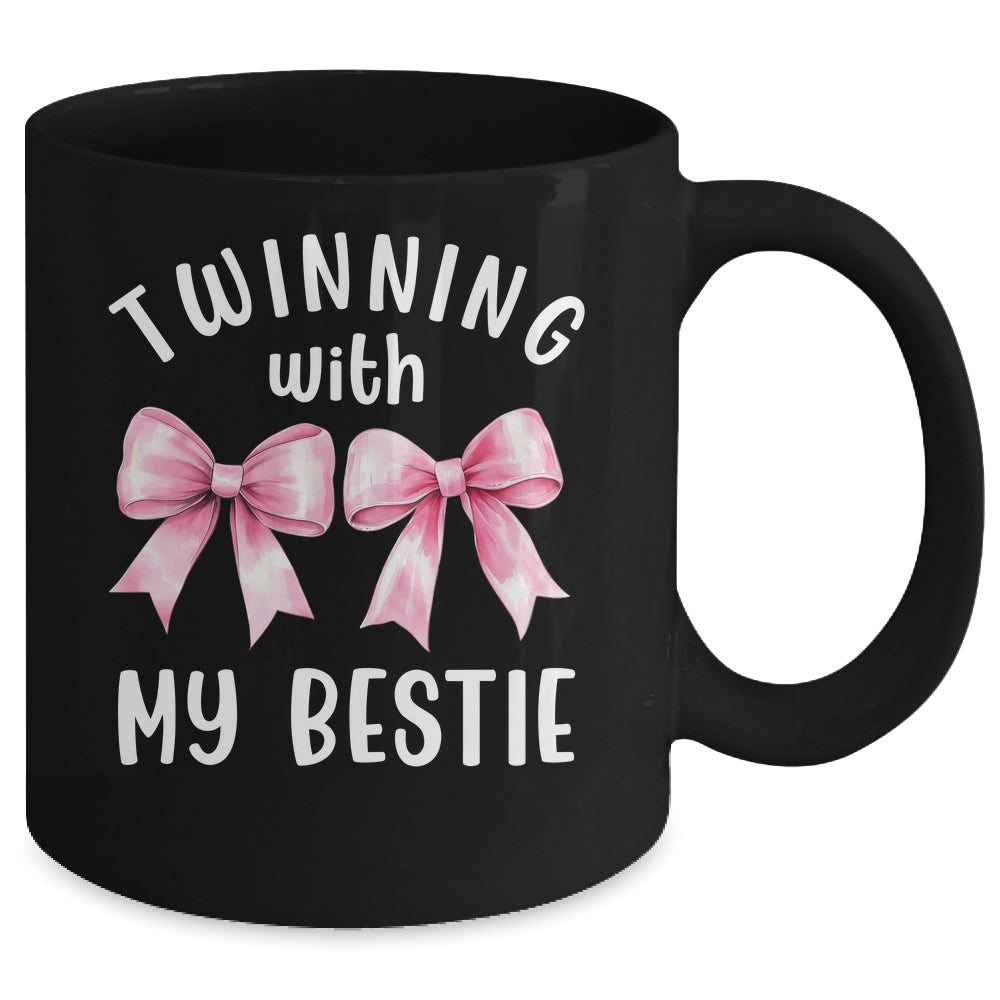 Pink Bow Twinning With My Bestie Twin Matching Twins Friends Mug | siriusteestore