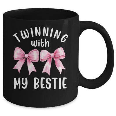 Pink Bow Twinning With My Bestie Twin Matching Twins Friends Mug | siriusteestore