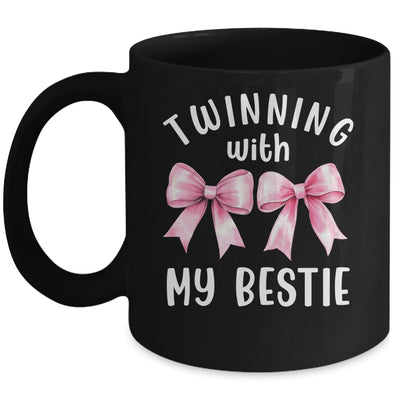 Pink Bow Twinning With My Bestie Twin Matching Twins Friends Mug | siriusteestore