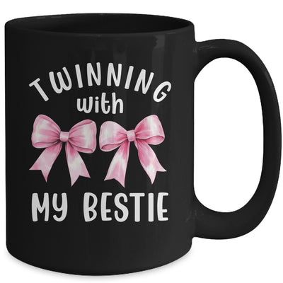 Pink Bow Twinning With My Bestie Twin Matching Twins Friends Mug | siriusteestore